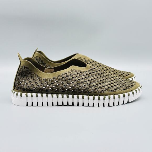 Ilse Jacobsen Shoes - Ilse Jacobsen Shoes Womens 7 Green Tulip Slip On Perforated Comfort Flats Chic